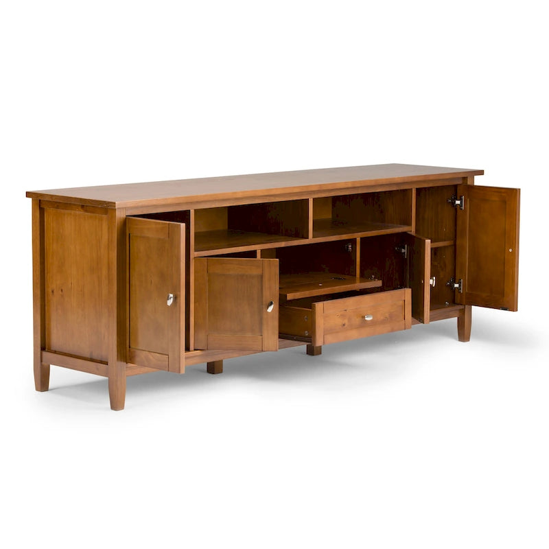 Meuble TV WYNDENHALL Norfolk en bois massif, 183 cm de large, pour téléviseurs jusqu'à 203 cm (80 pouces) - Dimensions : 183 cm (L) x 44,5 cm (P) x 66 cm (H)