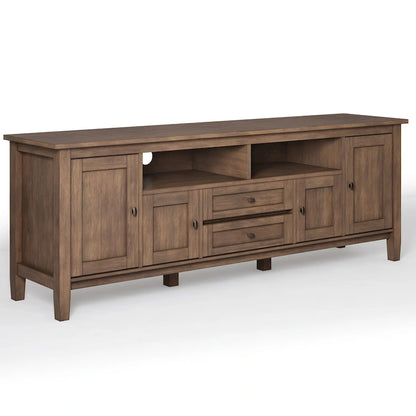 Meuble TV WYNDENHALL Norfolk en bois massif, 183 cm de large, pour téléviseurs jusqu'à 203 cm (80 pouces) - Dimensions : 183 cm (L) x 44,5 cm (P) x 66 cm (H)