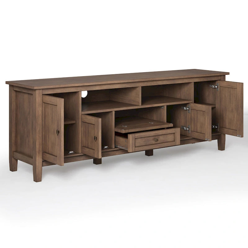 Meuble TV WYNDENHALL Norfolk en bois massif, 183 cm de large, pour téléviseurs jusqu'à 203 cm (80 pouces) - Dimensions : 183 cm (L) x 44,5 cm (P) x 66 cm (H)
