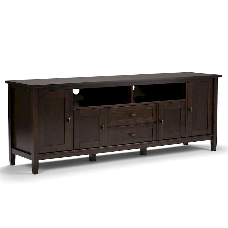 Meuble TV WYNDENHALL Norfolk en bois massif, 183 cm de large, pour téléviseurs jusqu'à 203 cm (80 pouces) - Dimensions : 183 cm (L) x 44,5 cm (P) x 66 cm (H)
