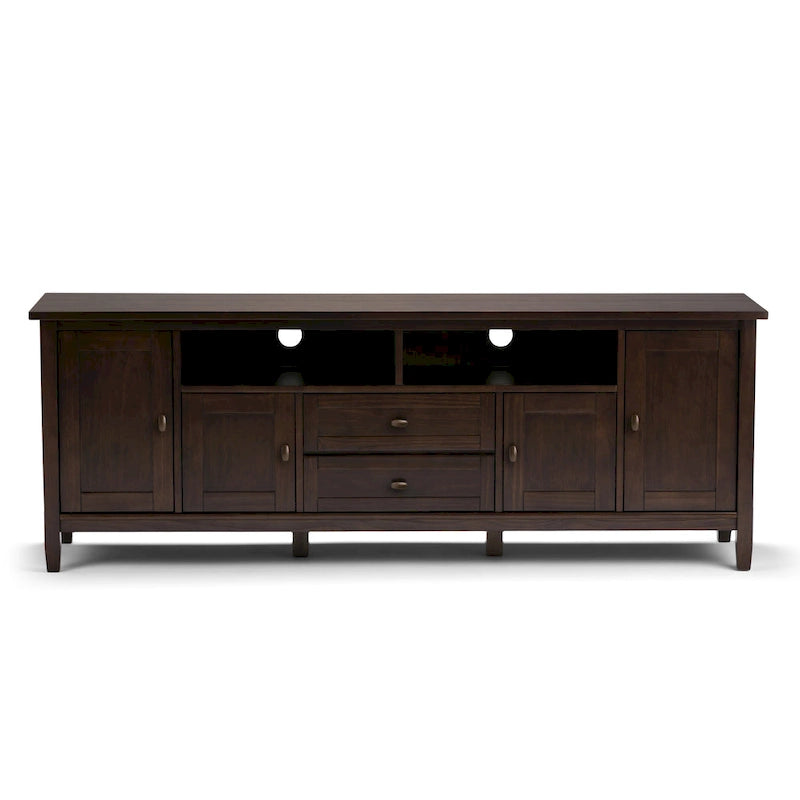 Meuble TV WYNDENHALL Norfolk en bois massif, 183 cm de large, pour téléviseurs jusqu'à 203 cm (80 pouces) - Dimensions : 183 cm (L) x 44,5 cm (P) x 66 cm (H)