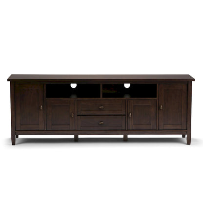 Meuble TV WYNDENHALL Norfolk en bois massif, 183 cm de large, pour téléviseurs jusqu'à 203 cm (80 pouces) - Dimensions : 183 cm (L) x 44,5 cm (P) x 66 cm (H)