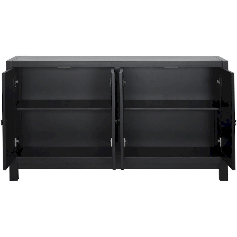 Buffet à 4 portes avec grand espace de rangement, idéal pour le salon ou la salle à manger.