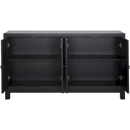 Buffet à 4 portes avec grand espace de rangement, idéal pour le salon ou la salle à manger.