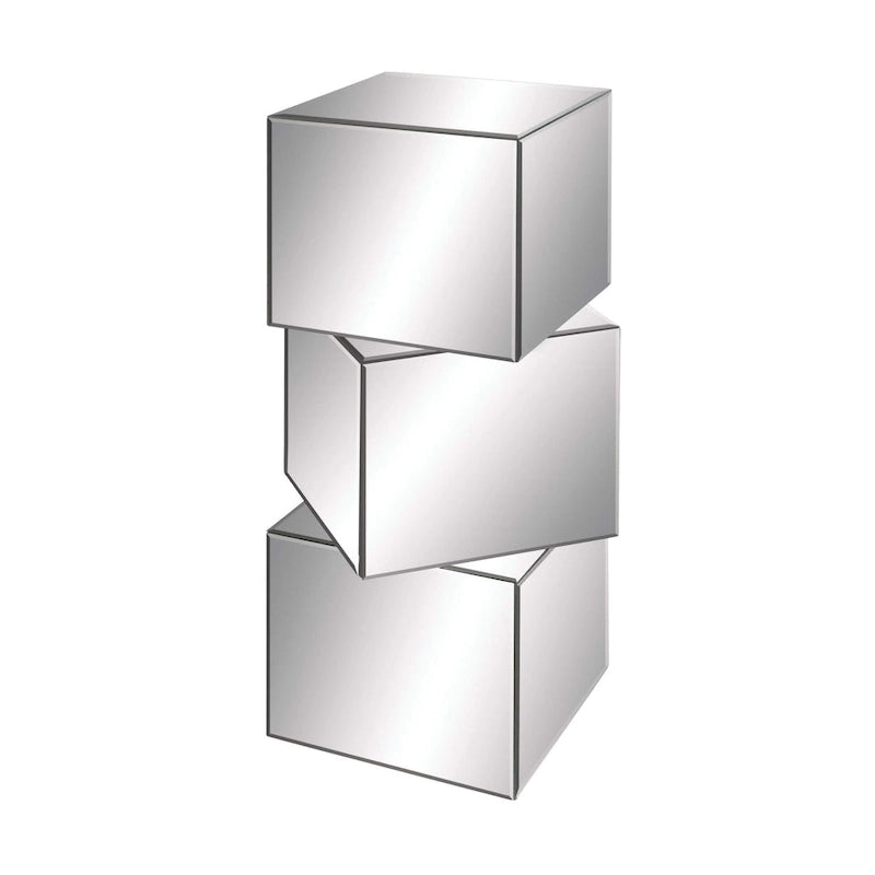 Glass Mirrored Pedestal Table - Silver - Roche River Decor - 12 W x 15 L x 30 H