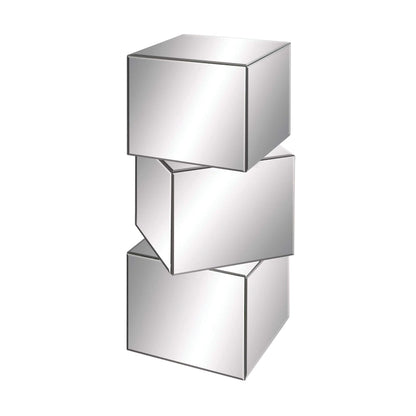 Glass Mirrored Pedestal Table - Silver - Roche River Decor - 12 W x 15 L x 30 H