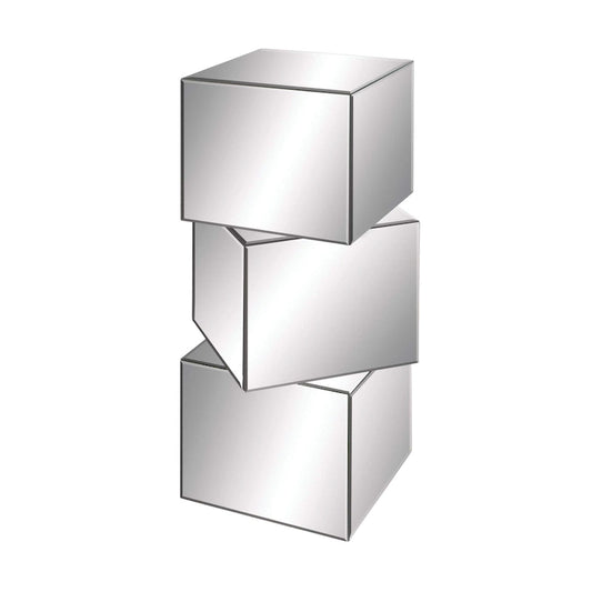 Glass Mirrored Pedestal Table - Silver - Roche River Decor - 12 W x 15 L x 30 H