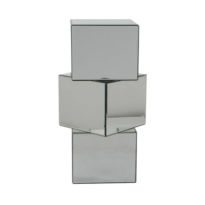 Table d'appoint sur pied en verre miroir argenté - Roche River Decor - 30,5 cm (L) x 38 cm (l) x 76 cm (H)