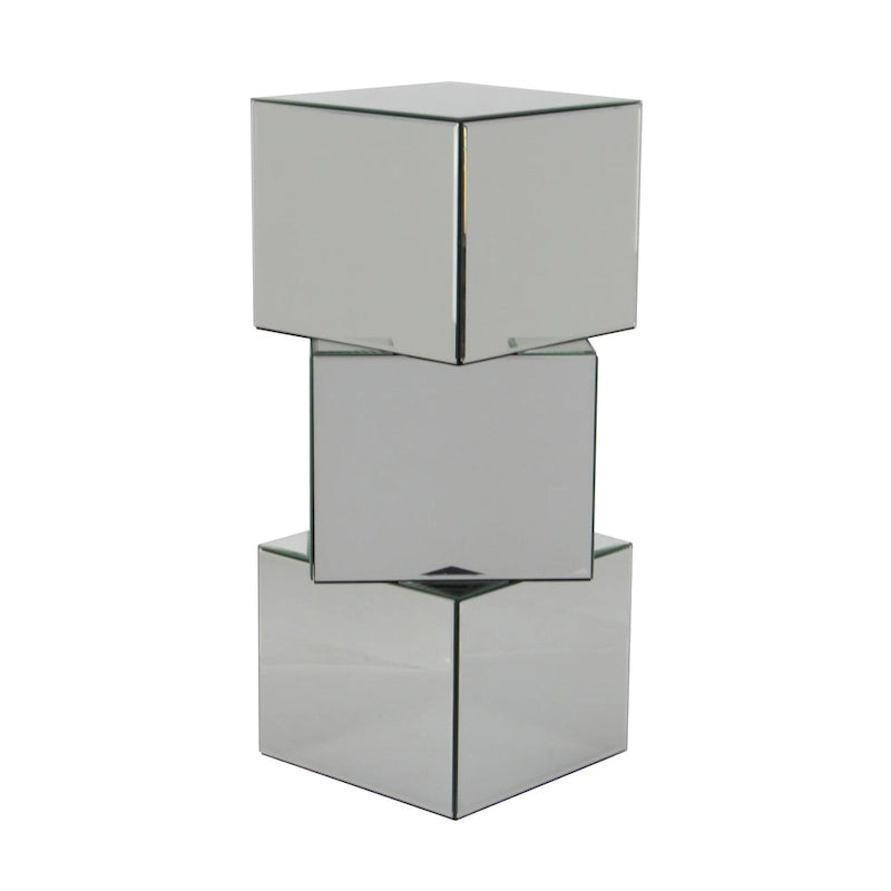 Table d'appoint sur pied en verre miroir argenté - Roche River Decor - 30,5 cm (L) x 38 cm (l) x 76 cm (H)