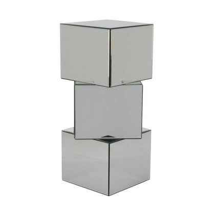 Table d'appoint sur pied en verre miroir argenté - Roche River Decor - 30,5 cm (L) x 38 cm (l) x 76 cm (H)