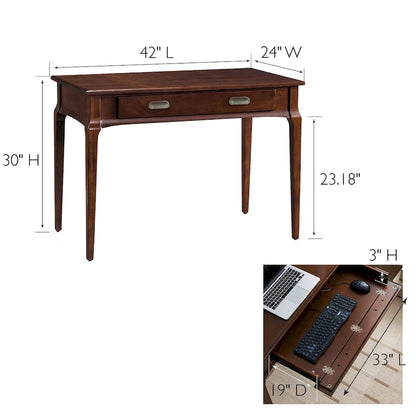 Bureau pour ordinateur portable Stratus en bois massif avec tiroir à clavier rabattable à l'avant