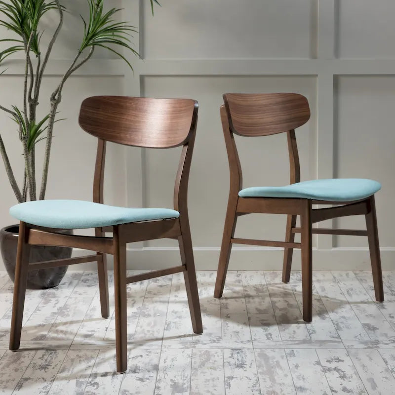Chaises de salle à manger en bois recouvertes de tissu (lot de 2) par Christopher Knight