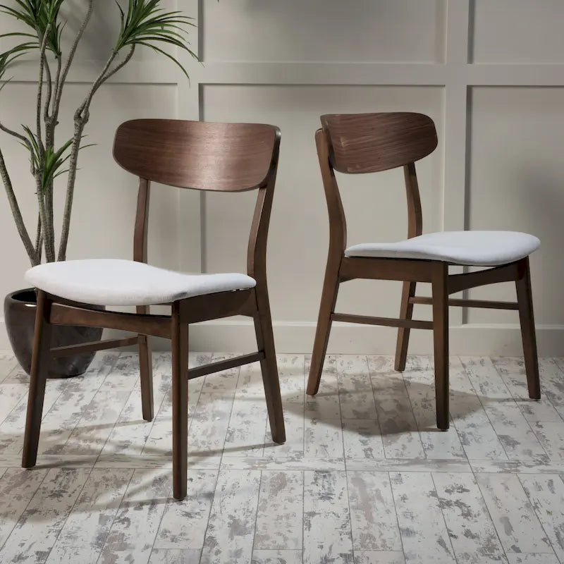 Chaises de salle à manger en bois recouvertes de tissu (lot de 2) par Christopher Knight