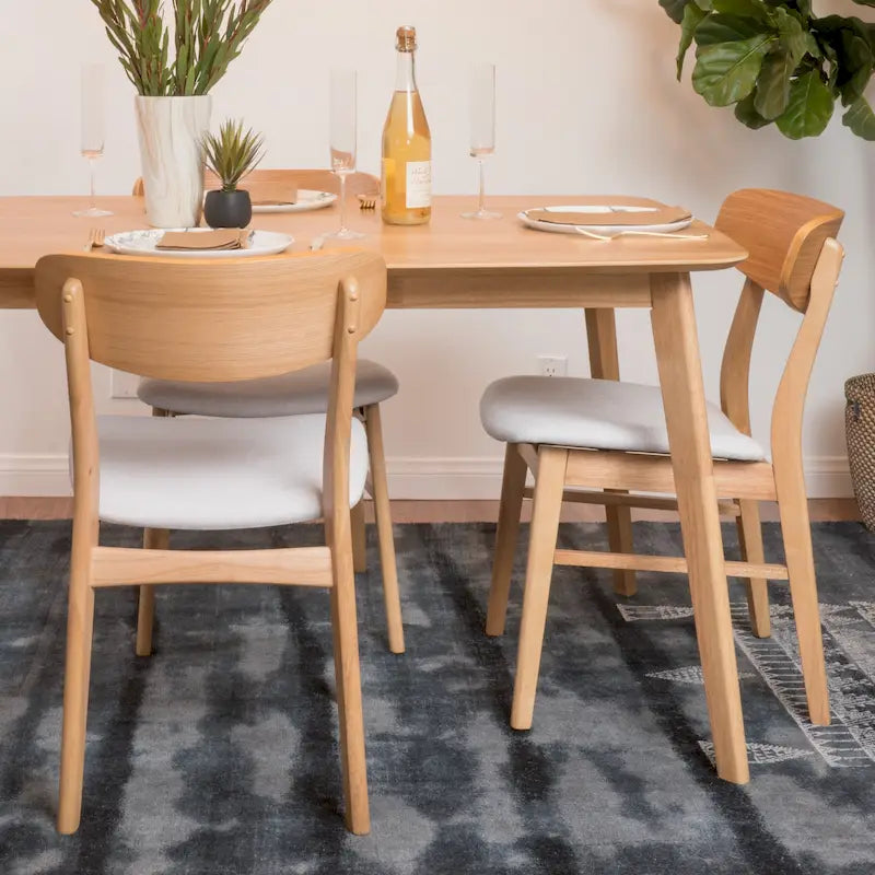 Chaises de salle à manger en bois recouvertes de tissu (lot de 2) par Christopher Knight