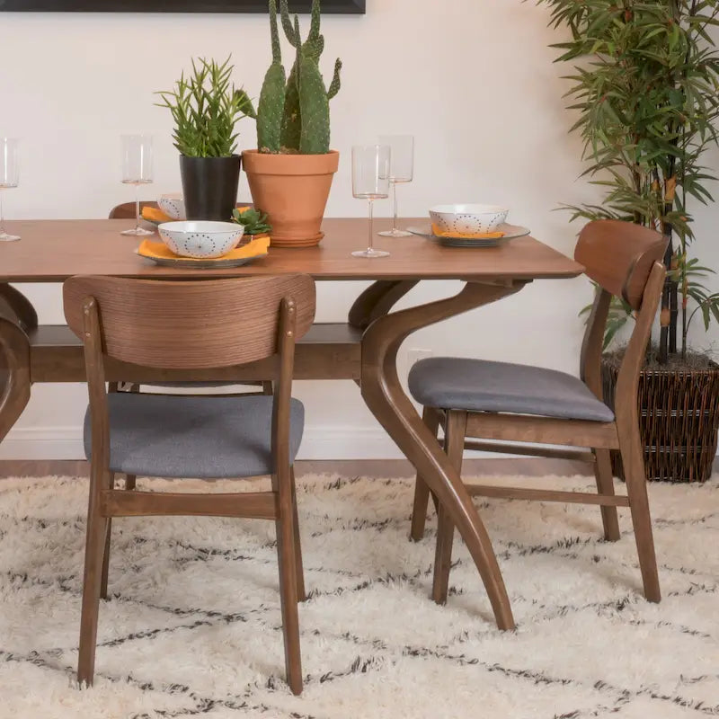 Chaises de salle à manger en bois recouvertes de tissu (lot de 2) par Christopher Knight