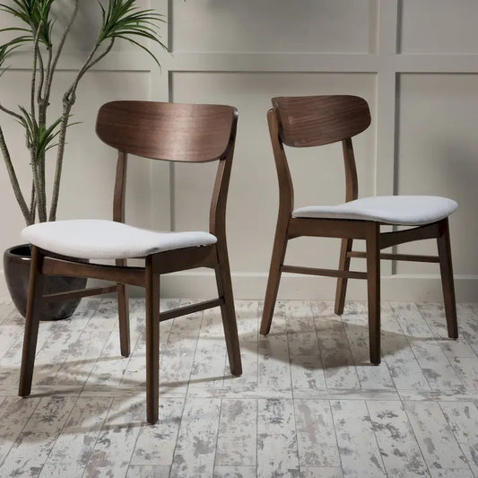 Chaises de salle à manger en bois recouvertes de tissu (lot de 2) par Christopher Knight