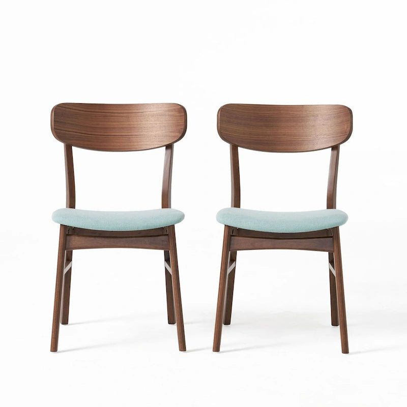Chaises de salle à manger en bois recouvertes de tissu (lot de 2) par Christopher Knight