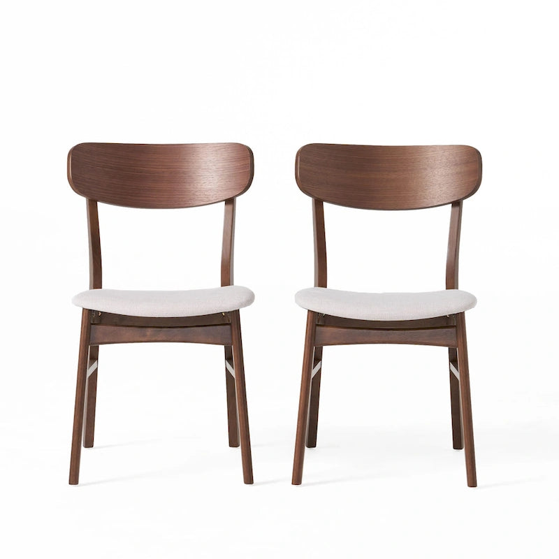 Chaises de salle à manger en bois recouvertes de tissu (lot de 2) par Christopher Knight