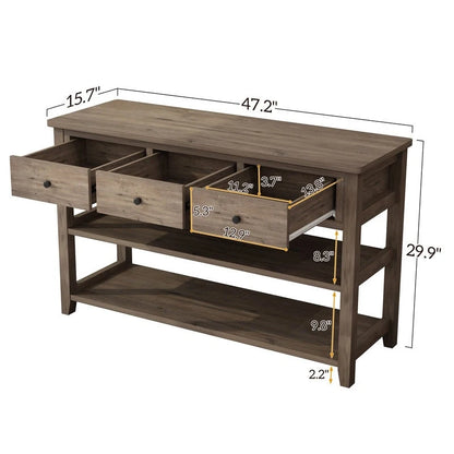 Console d'entrée avec 3 tiroirs et 2 étagères ouvertes