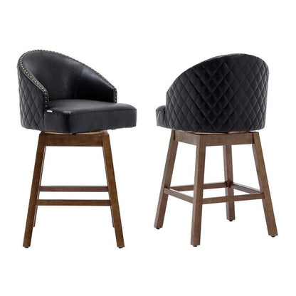 Tabourets de bar pivotants en bois, hauteur comptoir, avec repose-pieds (lot de 2)