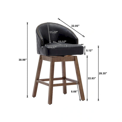 Tabourets de bar pivotants en bois, hauteur comptoir, avec repose-pieds (lot de 2)