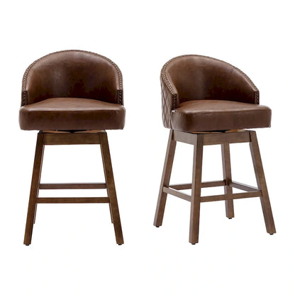 Tabourets de bar pivotants en bois, hauteur comptoir, avec repose-pieds (lot de 2)