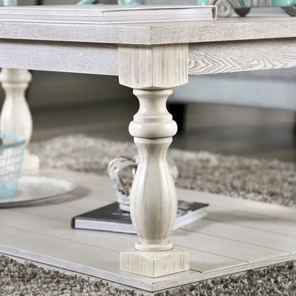 Table basse rustique blanche Tost de 132 cm (52 ​​pouces) en bois à une étagère, par Furniture of America