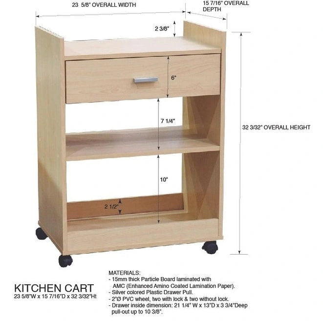 Îlot de cuisine avec meuble de service pour micro-ondes, tiroir et étagères de rangement (blanc)
