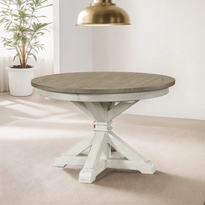 Ensemble de salle à manger 7 pièces Harola de Roundhill Furniture, table ronde à pied central avec rallonge de 18 pouces, 6 chaises.