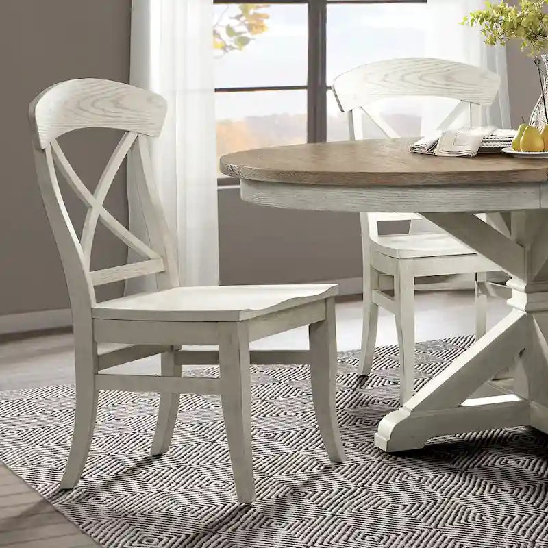 Ensemble de salle à manger 7 pièces Harola de Roundhill Furniture, table ronde à pied central avec rallonge de 18 pouces, 6 chaises.