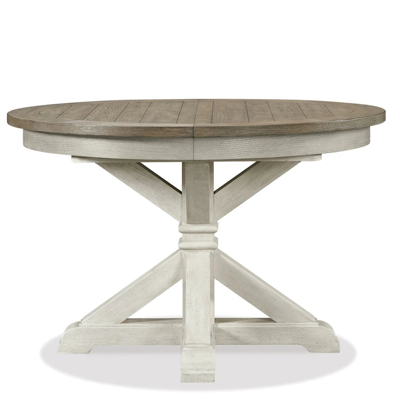 Ensemble de salle à manger 7 pièces Harola de Roundhill Furniture, table ronde à pied central avec rallonge de 18 pouces, 6 chaises.