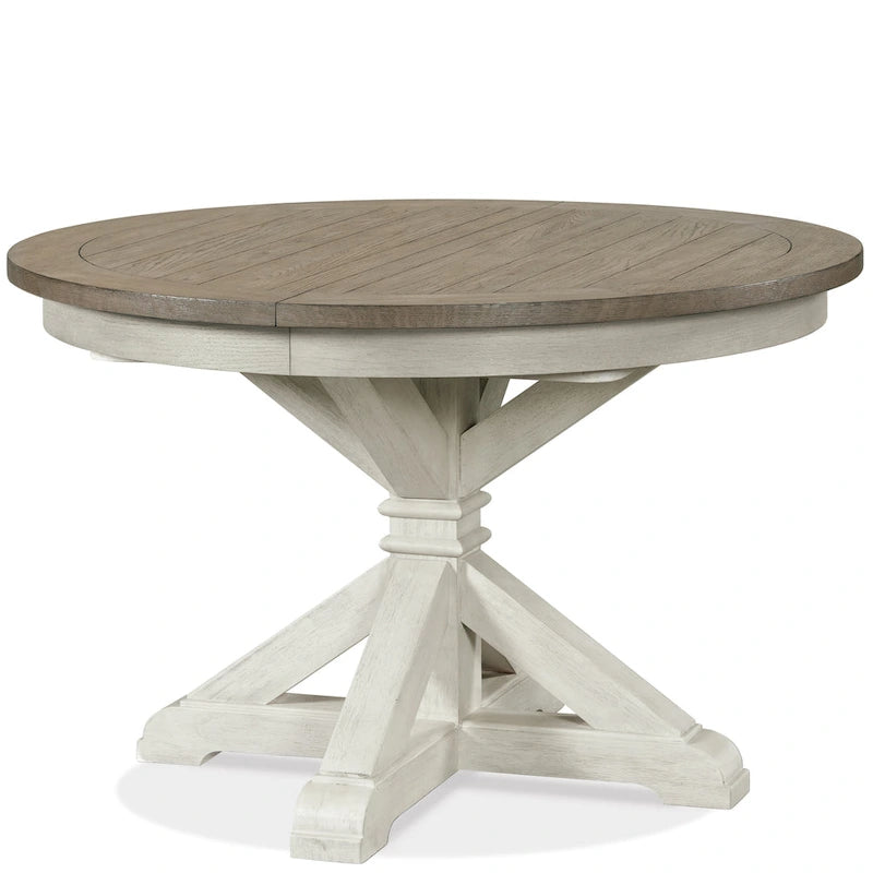 Ensemble de salle à manger 7 pièces Harola de Roundhill Furniture, table ronde à pied central avec rallonge de 18 pouces, 6 chaises.