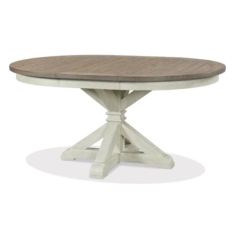 Ensemble de salle à manger 7 pièces Harola de Roundhill Furniture, table ronde à pied central avec rallonge de 18 pouces, 6 chaises.