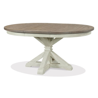 Ensemble de salle à manger 7 pièces Harola de Roundhill Furniture, table ronde à pied central avec rallonge de 18 pouces, 6 chaises.