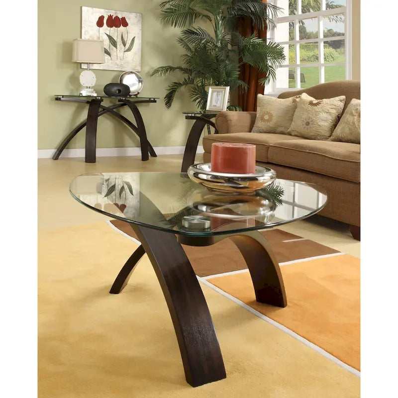 Table d'appoint moderne à plateau en verre et pieds arqués Strick &amp; Bolton Ascott