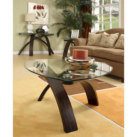Table d'appoint moderne à plateau en verre et pieds arqués Strick &amp; Bolton Ascott