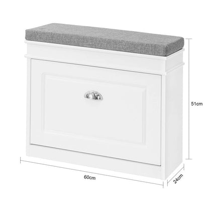 SoBuy FSR82-LW, banc de rangement pour chaussures d'entrée avec tiroir rabattable