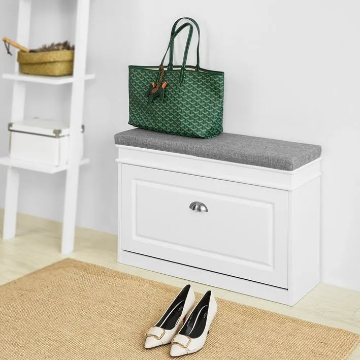 SoBuy FSR82-LW, banc de rangement pour chaussures d'entrée avec tiroir rabattable