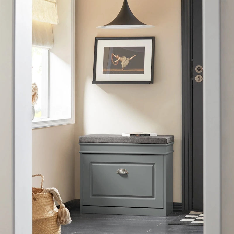 SoBuy FSR82-LW, banc de rangement pour chaussures d'entrée avec tiroir rabattable
