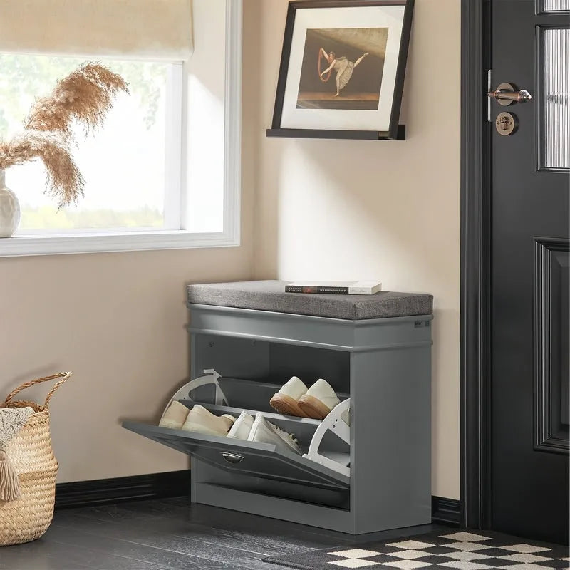 SoBuy FSR82-LW, banc de rangement pour chaussures d'entrée avec tiroir rabattable