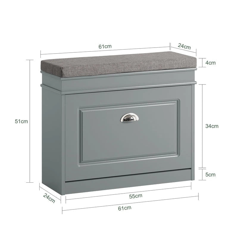 SoBuy FSR82-LW, banc de rangement pour chaussures d'entrée avec tiroir rabattable