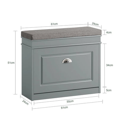 SoBuy FSR82-LW, banc de rangement pour chaussures d'entrée avec tiroir rabattable