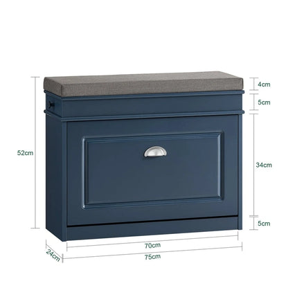 SoBuy FSR82-LW, banc de rangement pour chaussures d'entrée avec tiroir rabattable