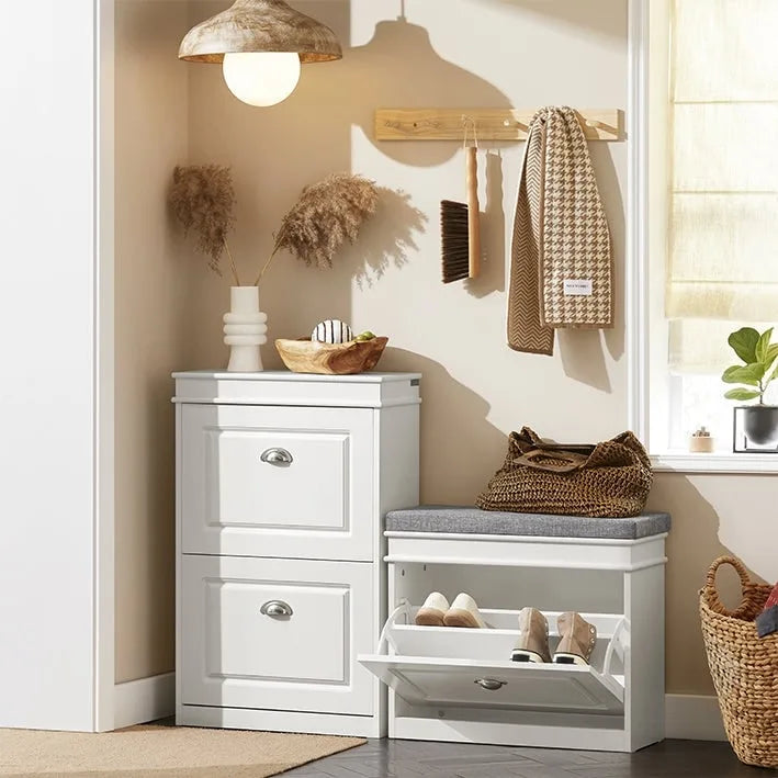 SoBuy FSR82-LW, banc de rangement pour chaussures d'entrée avec tiroir rabattable