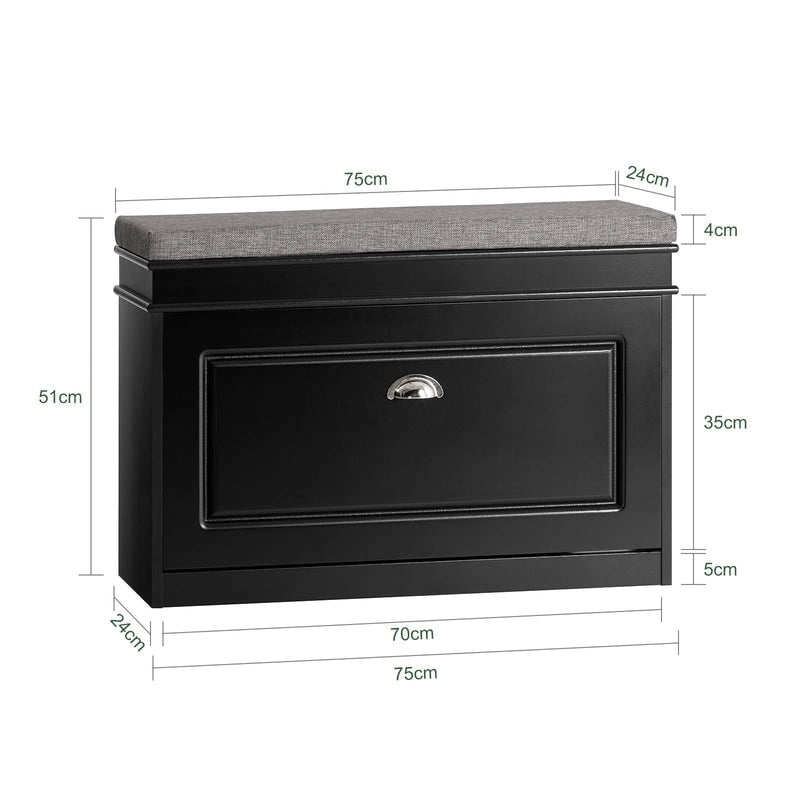 SoBuy FSR82-LW, banc de rangement pour chaussures d'entrée avec tiroir rabattable