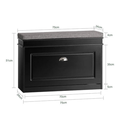 SoBuy FSR82-LW, banc de rangement pour chaussures d'entrée avec tiroir rabattable