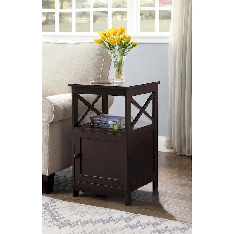 Table d'appoint Oxford de Convenience Concepts avec armoire de rangement et étagère