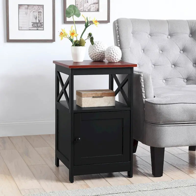 Table d'appoint Oxford de Convenience Concepts avec armoire de rangement et étagère