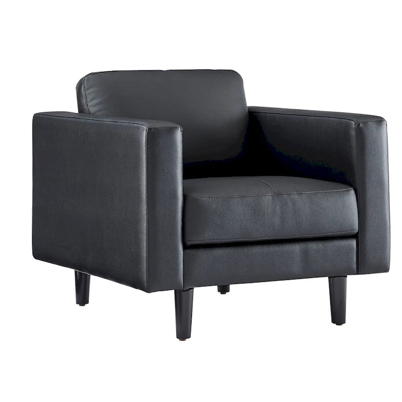 Fauteuil en cuir de vachette haut de gamme avec coussins haute densité et grand espace d'assise