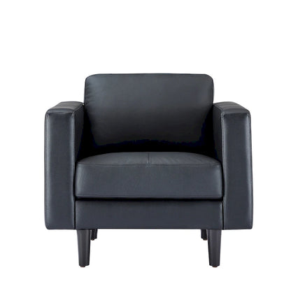 Fauteuil en cuir de vachette haut de gamme avec coussins haute densité et grand espace d'assise
